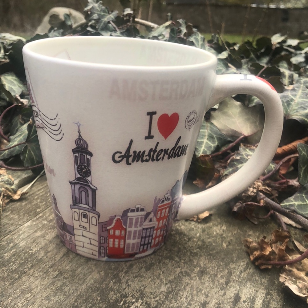 I LOVE AMSTERDAM COFFEE MUG. WHITE&RED